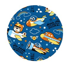 Seamless-pattern-with-nice-planes-cartoon Mini Round Pill Box