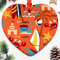 Seamless-pattern-vector-beach-holiday-theme-set Ornament (heart)