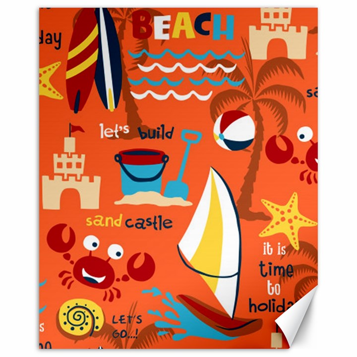 Seamless-pattern-vector-beach-holiday-theme-set Canvas 16  x 20 