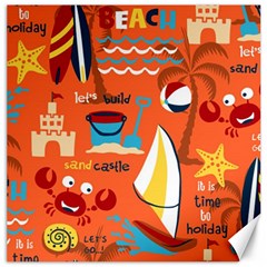 Seamless-pattern-vector-beach-holiday-theme-set Canvas 20  X 20 