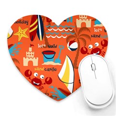 Seamless-pattern-vector-beach-holiday-theme-set Heart Mousepads