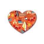 Seamless-pattern-vector-beach-holiday-theme-set Rubber Coaster (Heart) Front