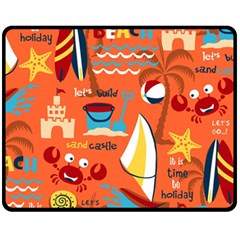 Seamless-pattern-vector-beach-holiday-theme-set Fleece Blanket (medium) 