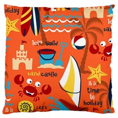 Seamless-pattern-vector-beach-holiday-theme-set Large Cushion Case (one Side)