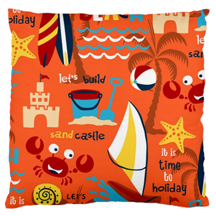 Seamless-pattern-vector-beach-holiday-theme-set Large Cushion Case (Two Sides)