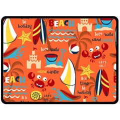 Seamless-pattern-vector-beach-holiday-theme-set Double Sided Fleece Blanket (large) 