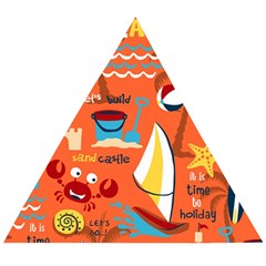 Seamless-pattern-vector-beach-holiday-theme-set Wooden Puzzle Triangle