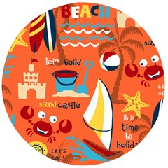 Seamless-pattern-vector-beach-holiday-theme-set Wooden Bottle Opener (round) by Jancukart