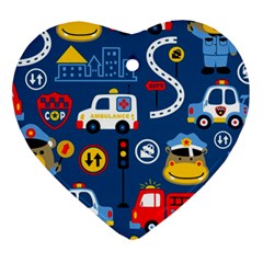 Seamless-pattern-vector-rescue-team-cartoon Ornament (heart) by Jancukart