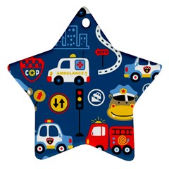 Seamless-pattern-vector-rescue-team-cartoon Ornament (star) by Jancukart