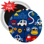 Seamless-pattern-vector-rescue-team-cartoon 3  Magnets (100 pack) Front