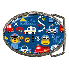 Seamless-pattern-vector-rescue-team-cartoon Belt Buckles