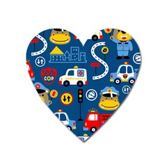 Seamless-pattern-vector-rescue-team-cartoon Heart Magnet by Jancukart