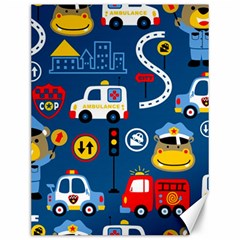 Seamless-pattern-vector-rescue-team-cartoon Canvas 12  X 16 