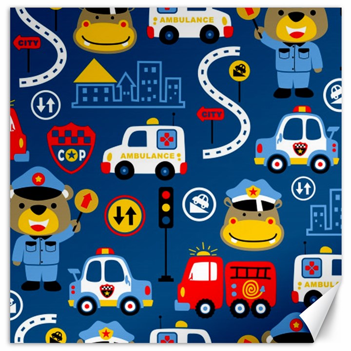 Seamless-pattern-vector-rescue-team-cartoon Canvas 20  x 20 