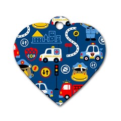 Seamless-pattern-vector-rescue-team-cartoon Dog Tag Heart (one Side)