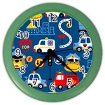 Seamless-pattern-vector-rescue-team-cartoon Color Wall Clock Front