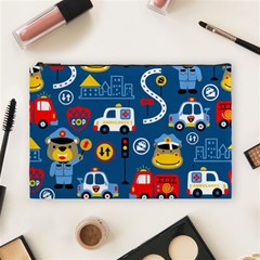 Seamless-pattern-vector-rescue-team-cartoon Cosmetic Bag (large)