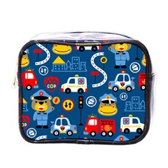 Seamless-pattern-vector-rescue-team-cartoon Mini Toiletries Bag (one Side)