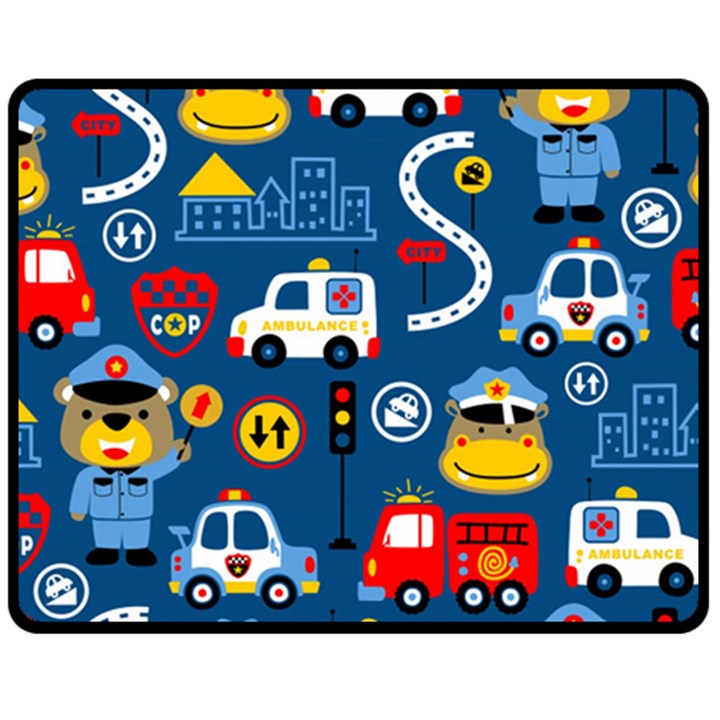 Seamless-pattern-vector-rescue-team-cartoon Fleece Blanket (Medium) 