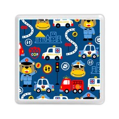 Seamless-pattern-vector-rescue-team-cartoon Memory Card Reader (square) by Jancukart