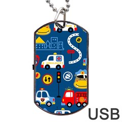 Seamless-pattern-vector-rescue-team-cartoon Dog Tag Usb Flash (one Side) by Jancukart