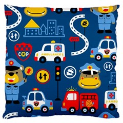 Seamless-pattern-vector-rescue-team-cartoon Large Cushion Case (two Sides)