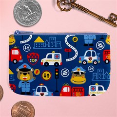 Seamless-pattern-vector-rescue-team-cartoon Large Coin Purse by Jancukart