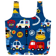 Seamless-pattern-vector-rescue-team-cartoon Full Print Recycle Bag (xxxl)