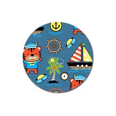 Seamless-pattern-with-sailing-cartoon Magnet 3  (round) by Jancukart