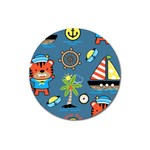 Seamless-pattern-with-sailing-cartoon Magnet 3  (Round) Front