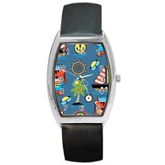 Seamless-pattern-with-sailing-cartoon Barrel Style Metal Watch by Jancukart