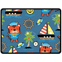 Seamless-pattern-with-sailing-cartoon Double Sided Fleece Blanket (large)  by Jancukart