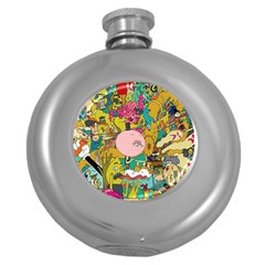 Cartoon Wallpapers Round Hip Flask (5 Oz)