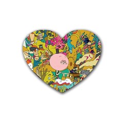 Cartoon Wallpapers Rubber Heart Coaster (4 Pack) by Jancukart