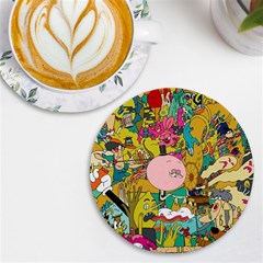 Cartoon Wallpapers Uv Print Round Tile Coaster by Jancukart