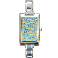 Buses-cartoon-pattern-vector Rectangle Italian Charm Watch