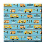 Buses-cartoon-pattern-vector Tile Coaster Front