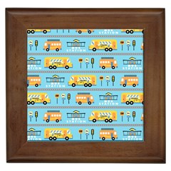 Buses-cartoon-pattern-vector Framed Tile by Jancukart