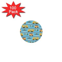 Buses-cartoon-pattern-vector 1  Mini Buttons (100 Pack)  by Jancukart