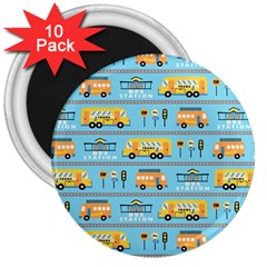 Buses-cartoon-pattern-vector 3  Magnets (10 Pack)  by Jancukart