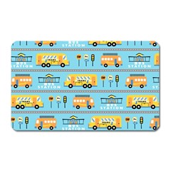 Buses-cartoon-pattern-vector Magnet (rectangular) by Jancukart