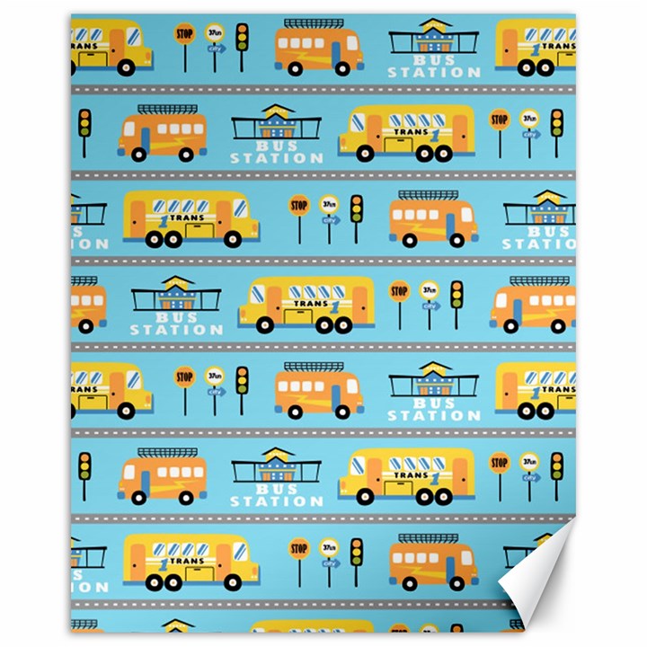 Buses-cartoon-pattern-vector Canvas 16  x 20 