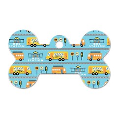 Buses-cartoon-pattern-vector Dog Tag Bone (two Sides)