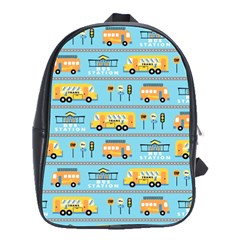 Buses-cartoon-pattern-vector School Bag (large)