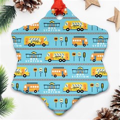 Buses-cartoon-pattern-vector Snowflake Ornament (two Sides) by Jancukart