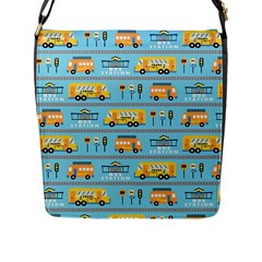 Buses-cartoon-pattern-vector Flap Closure Messenger Bag (l) by Jancukart