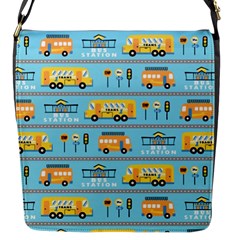 Buses-cartoon-pattern-vector Flap Closure Messenger Bag (s)