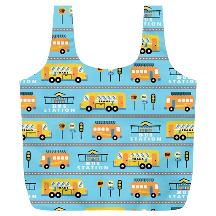 Buses-cartoon-pattern-vector Full Print Recycle Bag (XL)