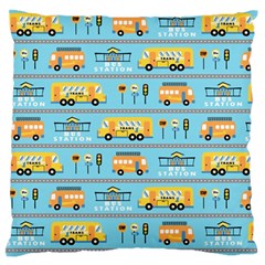 Buses-cartoon-pattern-vector Large Flano Cushion Case (one Side) by Jancukart